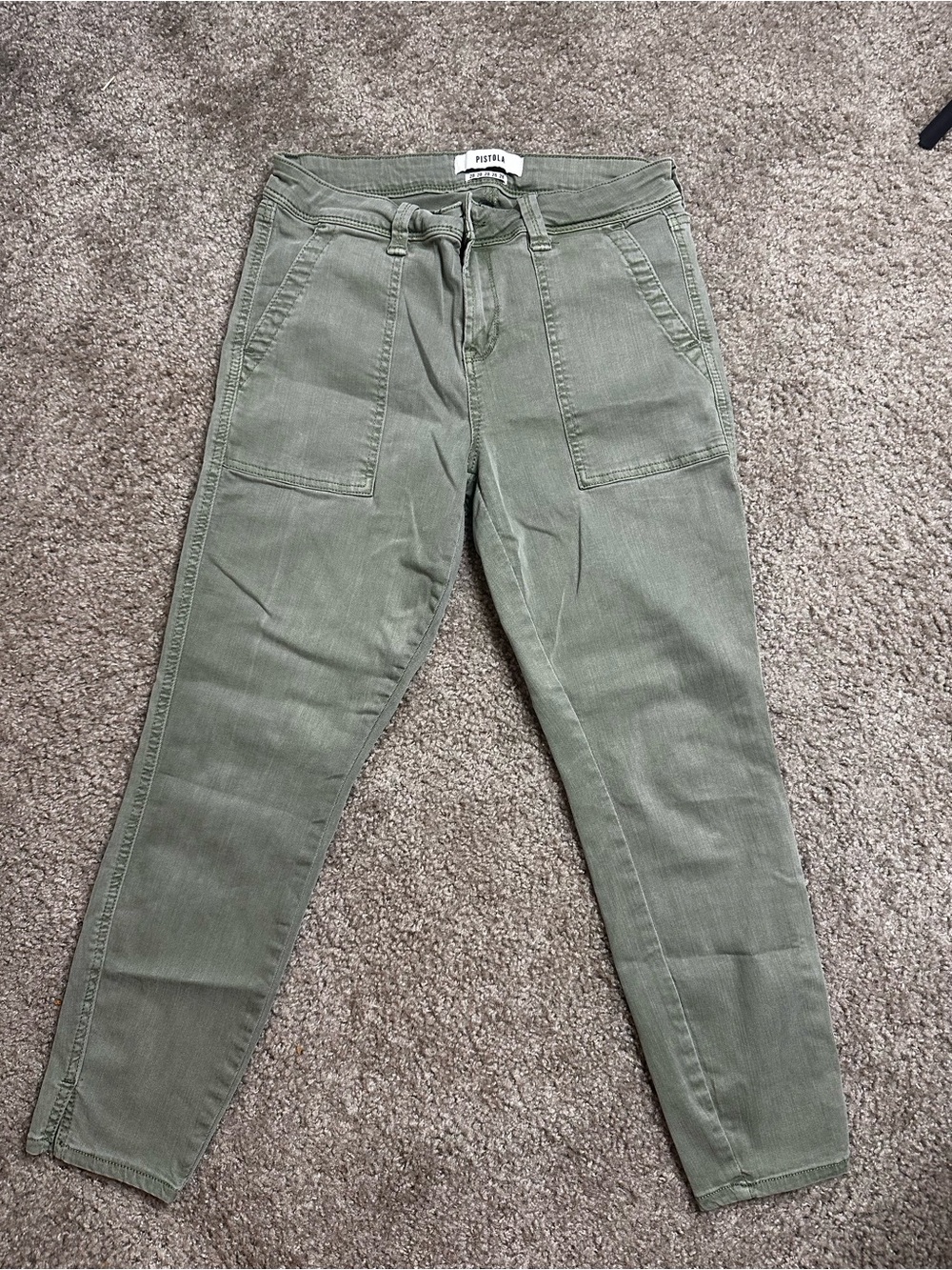 pistola Olive Green Skinny Utility Jeans